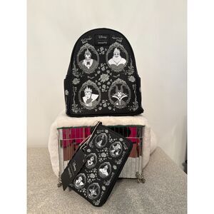Loungefly Disney Villains Glow-in-the-Dark Backpack & Tech Wallet BUNDLE - NWT